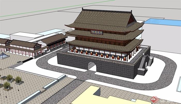 古典中式旅游建筑设计su模型