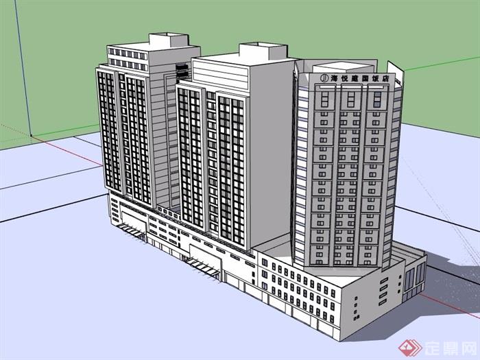 无材质贴图商业酒店综合建筑设计su模型