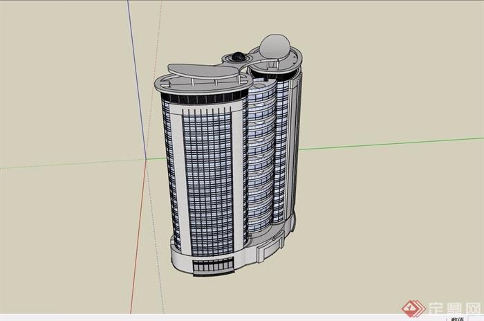 现代风格高层办公楼建筑设计su模型