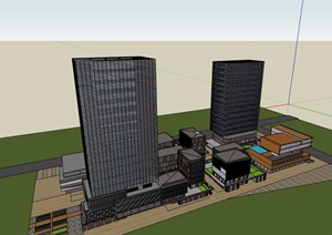 商业办公楼建筑设计SU(草图大师)模型