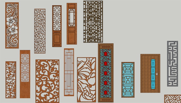 100多个中式窗户+隔断+门+复古镂空雕花(3)