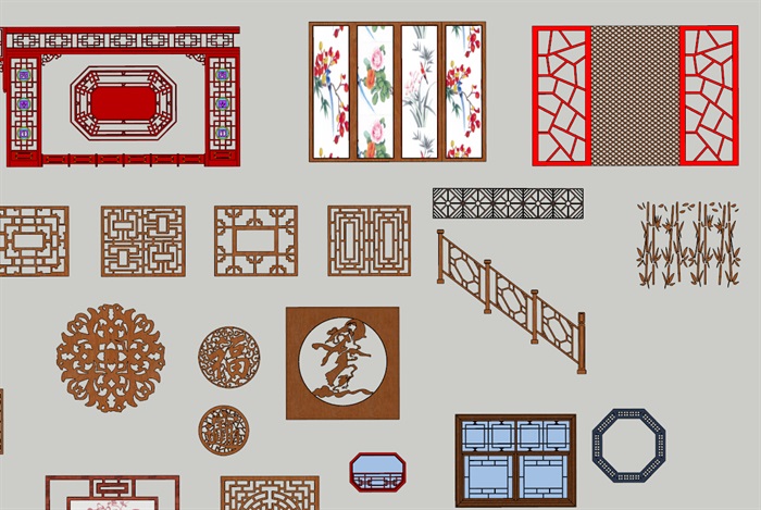 100多个中式窗户+隔断+门+复古镂空雕花(9)