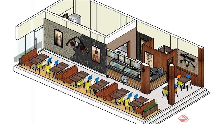 现代餐厅室内空间装饰设计su模型