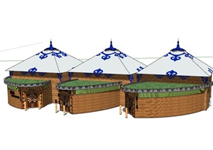 蒙古包餐厅建筑设计SU(草图大师)模型