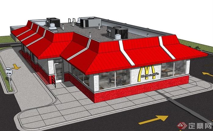 欧式快餐餐厅建筑设计su模型