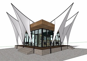 单层休闲咖啡厅详细建筑设计SU(草图大师)模型