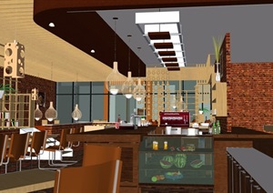 咖啡厅详细室内详细完整设计SU(草图大师)模型