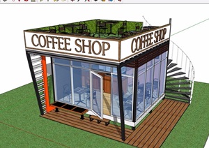 咖啡店详细建筑设计SU(草图大师)模型