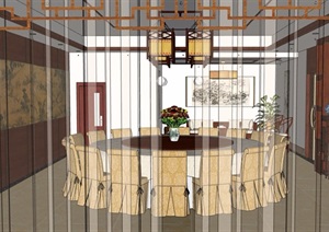 现代餐厅包厢内部室内装饰SU(草图大师)模型