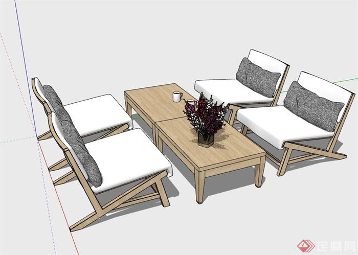 现代沙发茶几室内家具素材设计su模型