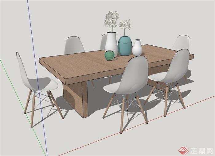 现代简约餐桌椅室内家具素材设计su模型