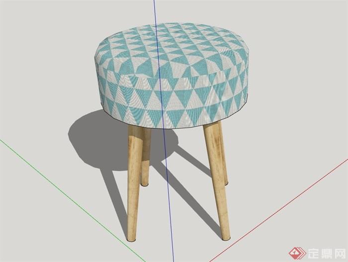 圆形简约坐凳完整设计su模型
