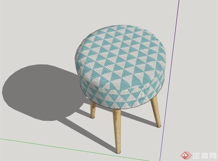 圆形简约坐凳完整设计su模型