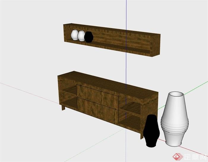独特木质柜子素材设计su模型