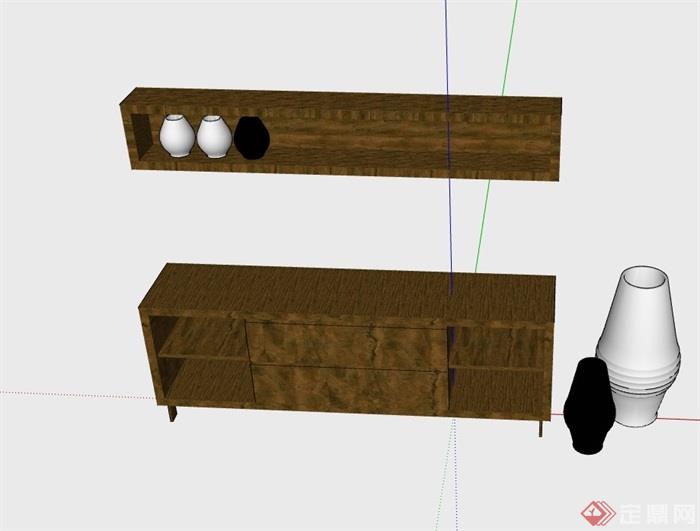 独特木质柜子素材设计su模型