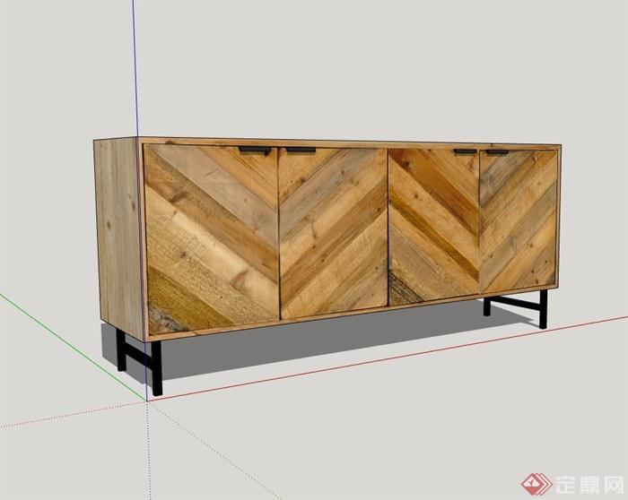 室内详细的完整木质柜子素材设计su模型