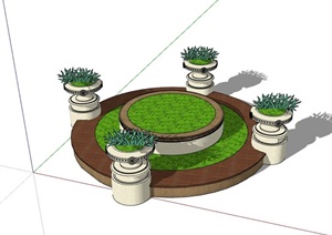 独特圆形树池素材设计SU(草图大师)模型