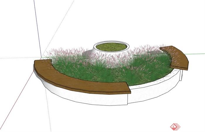 详细的种植树池素材设计su模型