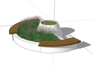 详细的种植树池素材设计SU(草图大师)模型