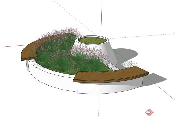 详细的种植树池素材设计su模型