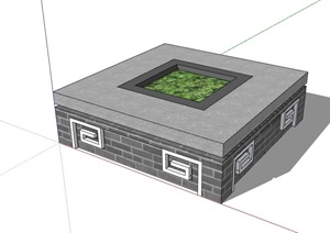现代完整详细的方形树池设计SU(草图大师)模型