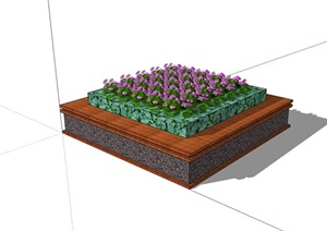 现代详细的方形种植树池设计SU(草图大师)模型