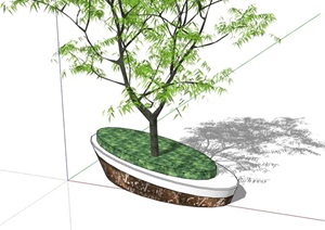 现代完整的独特造型的树池设计SU(草图大师)模型