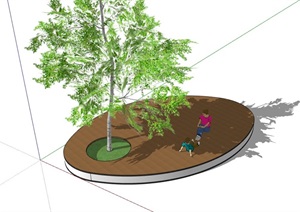 现代风格独特造型的树池设计SU(草图大师)模型