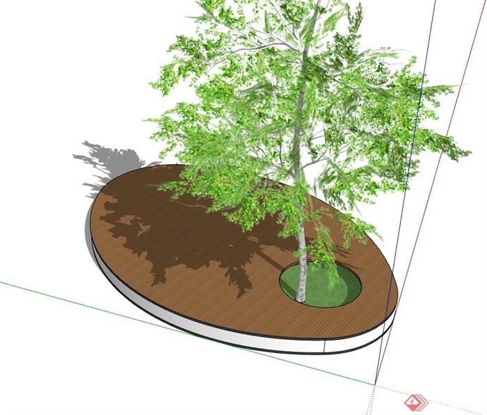 现代风格独特造型的树池设计su模型