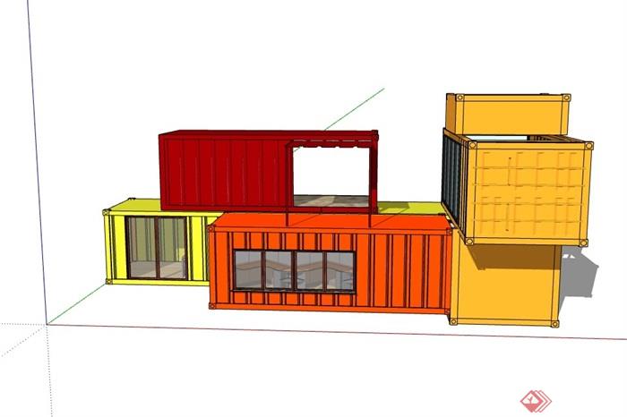集装箱两层办公建筑设计su模型