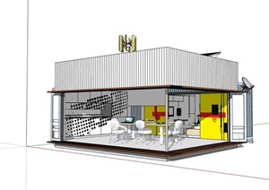 单层住宅集装箱建筑设计SU(草图大师)模型
