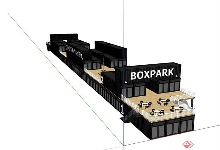 集装箱两层餐饮建筑设计su模型