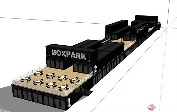 集装箱两层餐饮建筑设计su模型