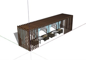 新中式休闲完整的廊架设计SU(草图大师)模型