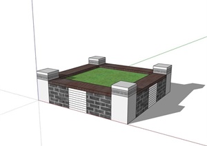 现代风格完整的方形树池完整独特设计SU(草图大师)模型