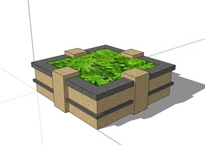 现代风格完整的方形树池完整设计SU(草图大师)模型