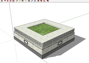现代风格完整的方形树池独特设计SU(草图大师)模型