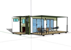 单层详细的住宅集装箱详细设计SU(草图大师)模型