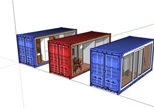 详细的集装箱住宅详细设计SU(草图大师)模型