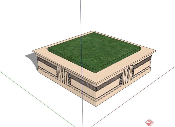现代独特方形树池素材设计su模型