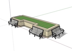 现代独特树池及椅子设计SU(草图大师)模型