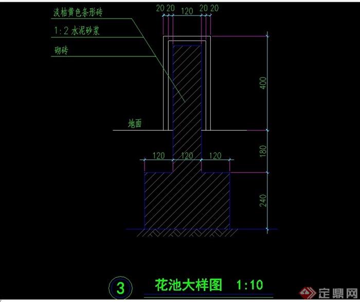 花池花池花坛花坛种植池花坛花池花箱砖砌花池做法cad施工图,图纸包含