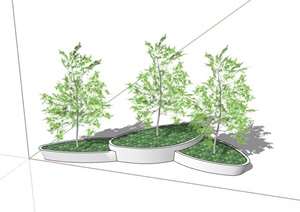 现代整体园林景观节点树池SU(草图大师)模型