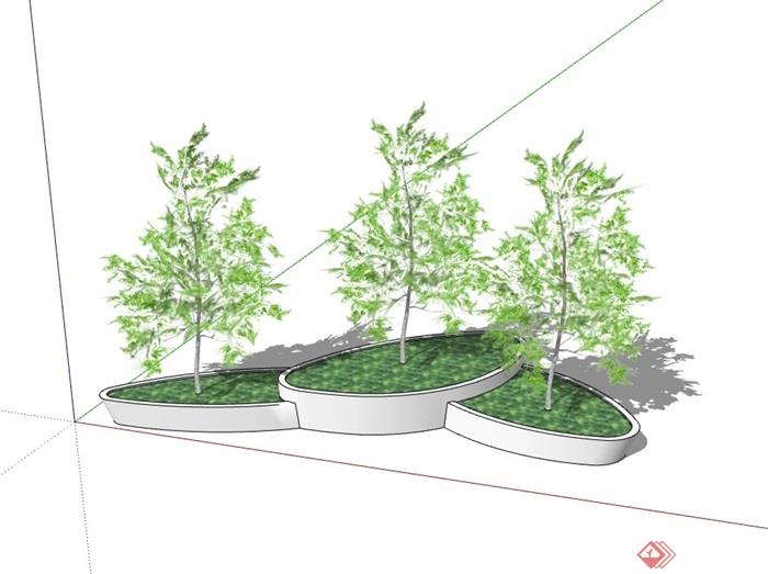 现代整体园林景观节点树池su模型