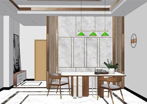 现代家居餐厅餐桌椅组合SU(草图大师)模型