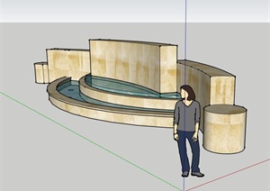 水景观墙素材设计SU(草图大师)模型