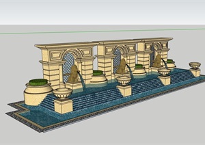 欧式水景水池景墙素材设计SU(草图大师)模型