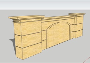 欧式风格详细的景墙素材设计SU(草图大师)模型