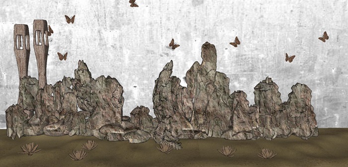 76个片石 景石 珊瑚石 单体SU模型(1)