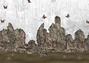 76个片石+景石+珊瑚石单体SU(草图大师)模型